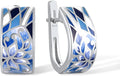 Santuzza 925 Sterling Silver Enamel Pattern Dangle Earrings