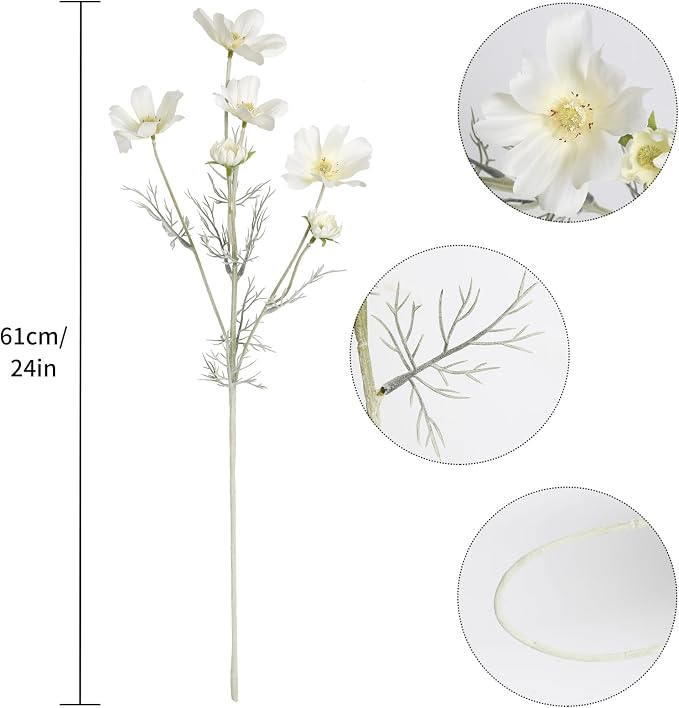 6PCS Cosmos Silk Flowers 24''Fake Wild Flowers Artificial Flowers Arrangement - Image 3