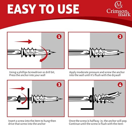 50Pcs Self Drilling Drywall Anchors and Screws Kit #8 x 1-1/4" | Superb Wall - Image 5