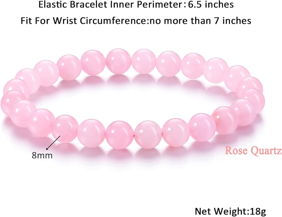 Jovivi Crystal Bracelets for Women Men - 8mm Handmade Natural Semi Precious Gemstone Beaded Bracelets, Round Stone Beads Stretch Bracelet, Healing Yoga Bracelets Jewelry Gifts