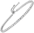 2mm/3mm Moissanite Adjustable Tennis Bracelet for Women, Authentic Solid 925 Sterling Silver, 5.5-7.5inch (14-19cm) with 2cm Extender Chain, Birthday Valentines Wedding Anniversary Ideal Gift for Her