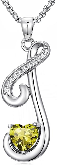 Valentines Day Gifts for Women Alphabet A to Z Initial Birthstone Pendant Necklaces for Women - 18k White Gold Plated Personalized Name Jewelry Valentine Mothers Day Birthday Gifts for Women Her Girlfriend