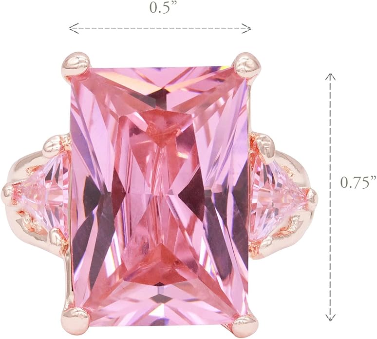 Lavencious Big Bold Radiant CZ Stones Stretch Rings for Women Size for 7-9