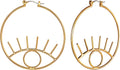 FOCALOOK Gold Eye Earrings for Women 14K Gold Plated Dangle Abstract Evil Eye Hoop Earrings