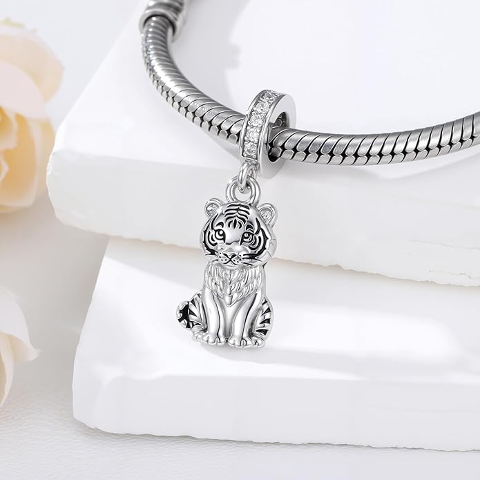 PROESS Sterling Silver/Red Panda/Cow/Highland Cow/Otter/Squirrel/Elephant/Axolotl/Cat/Fox/Bee/Butterfly/Hummingbird/Tiger/Lion/Mokeny/Koala/Dog Charm Animal Charms Bead for Jewelry Making