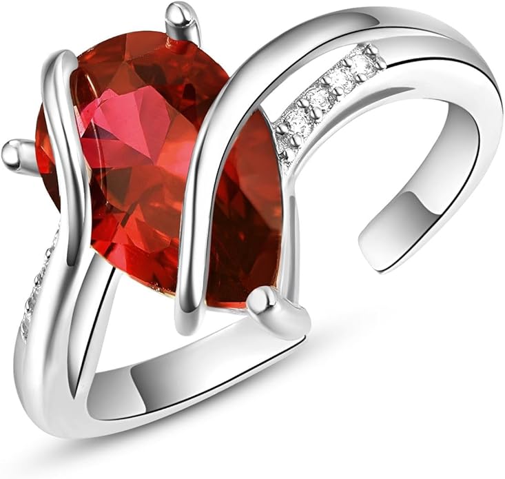 KINGWHYTE Adjustable Rings for Women Teardrop Pear Ring 925 Sterling Silver 0.85ct Teardrop Cubic Zirconia Open AdjustableThumb Ring for Women
