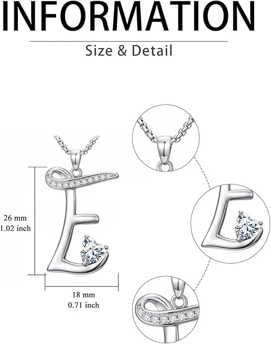 Valentines Day Gifts for Women Alphabet A to Z Initial Birthstone Pendant Necklaces for Women - 18k White Gold Plated Personalized Name Jewelry Valentine Mothers Day Birthday Gifts for Women Her Girlfriend