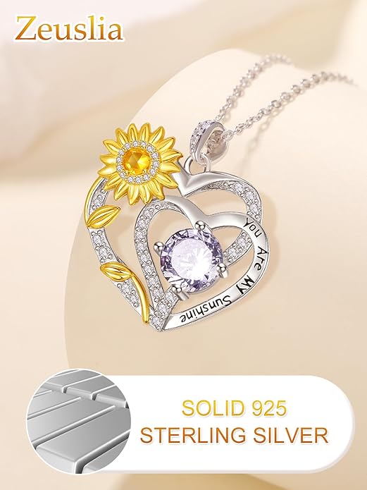 Valentine's Day Gifts for Wife 925 Sterling Silver Double Birthstone Pendant Necklaces I Love You for Always and Forever Necklace Anniversary Birthday Gifts for Wife Girlfriend Mom Her