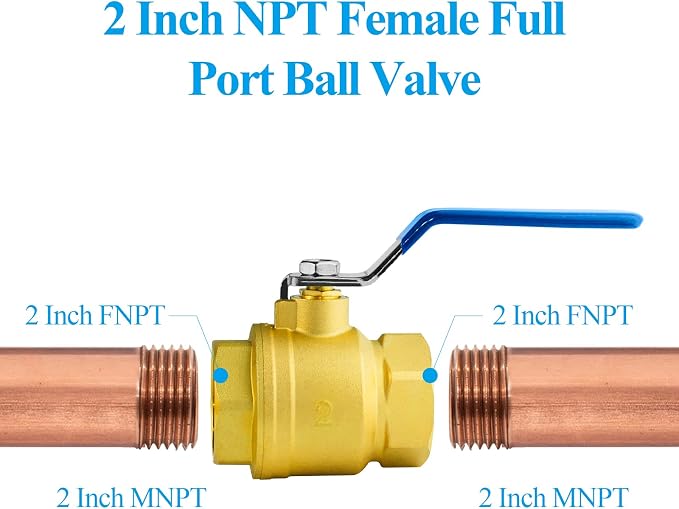 WiseWater 2" NPT Full Port Brass Ball Valve, UPC Certified, 600 WOG, Plumbing - Image 7