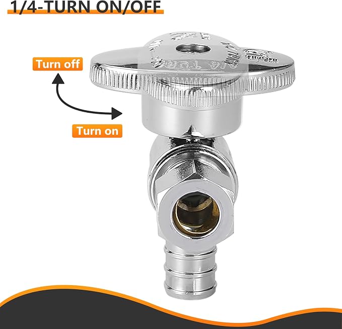 2PC HeSun 1/2" PEX-B Crimp x 3/8" OD Compression Angle Stop Valve | 1/4 Turn - Image 5