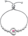 AGVANA Valentines Day Gifts Heart Birthstone Bracelets for Women Sterling Silver Genuine or Created Gemstone Tennis Bracelet Infinity Love Jewelry Anniversary Birthday Gifts for Wife Mom Women