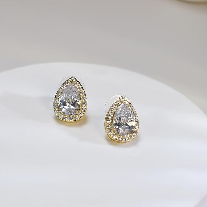 UDYLGOON Imitation Cubic Zironia Diamond Teardrop Earrings Necklace Bracelet Jewelry Set For Bride Bridesmaids Bridal Wedding Party Prom Jewelry Gift