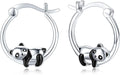 JUSTKIDSTOY Hypoallergenic Panda/Unicorn/Hummingbird/Dolphin Hoop Earrings for Women 925 Sterling Silver Animal Huggie Hoop Earrings Jewelry Gifts for Sensitive Ears