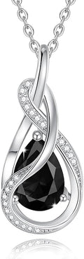 FANCIME TimelessTie Birthstone Necklace for Women White Gold Plated Sterling Silver Ribbon Design Jewelry Knot Pendant Fine Jewelry Gemstone Birthday Graduation Anniversary Valentines Day Gifts for Women Wife Mother Her
