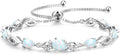 FANCIME Birthstone Teardrop Tennis Bracelet for Women, Sterling Silver 9x7mm main Gemstone Bolo Adjustable Chain Bracelet Fine Jewelry Birthday Gifts for Women Mom Wife Her
