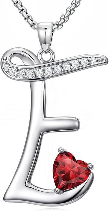 Valentines Day Gifts for Women Alphabet A to Z Initial Birthstone Pendant Necklaces for Women - 18k White Gold Plated Personalized Name Jewelry Valentine Mothers Day Birthday Gifts for Women Her Girlfriend