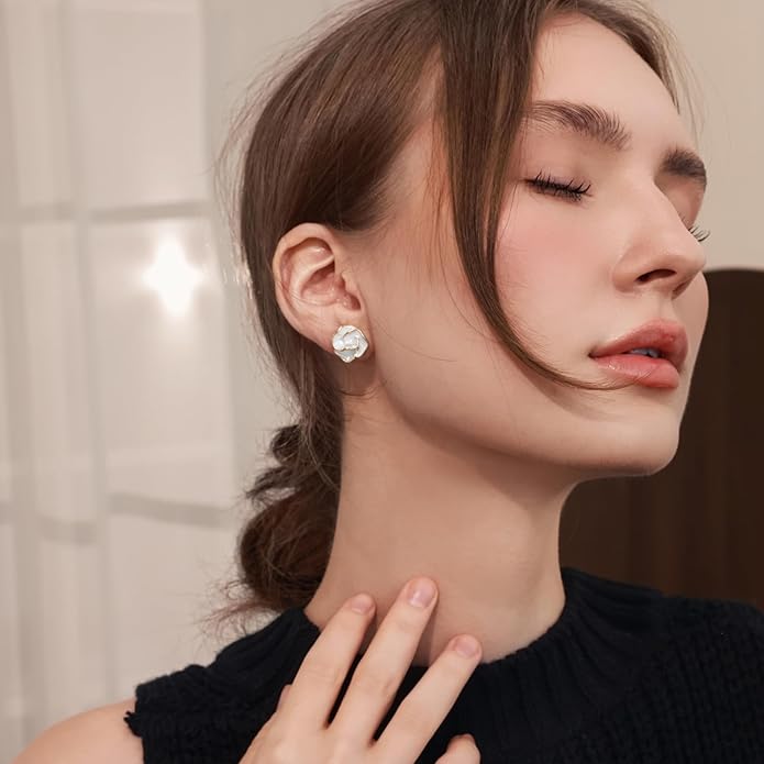 Gold Flower Statement Earrings for Women, Large Chunky Bohomian Summer Beach Floral Earring, Irregular Bold Exaggerated Earrings