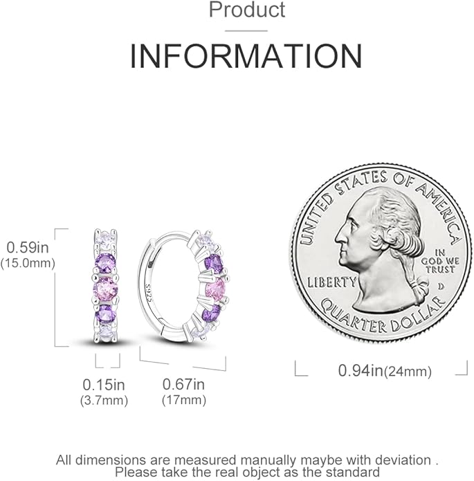 Parmuz 925 Sterling Silver Huggie Hoop Earrings Butterfly Posts Thick Chunky Hoops for Women Small Tiny cuff Cubic Zirconia Snake Heart Earring