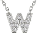 JTV Sterling Silver Initial Necklace for Women, 0.13 CTW White Cubic Zirconia Letter Pendant, Rhodium-Plated, Personalized Monogram Jewelry, Gift Box Included, 18”