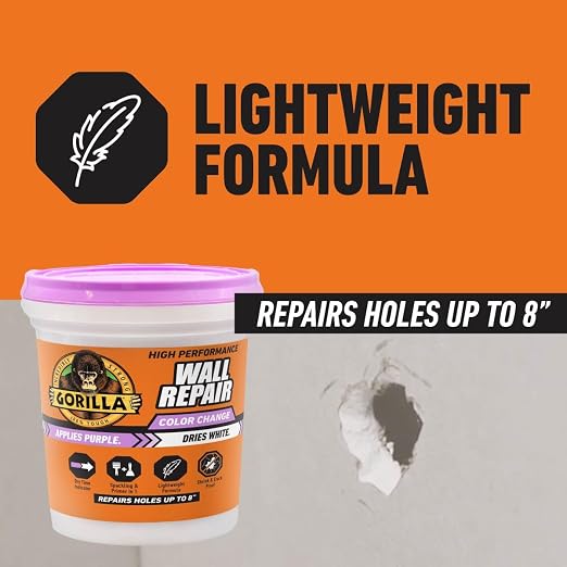 GORILLA High Performance Wall Repair Color Change, 32 Ounce Tub, Applies Purple - Image 5