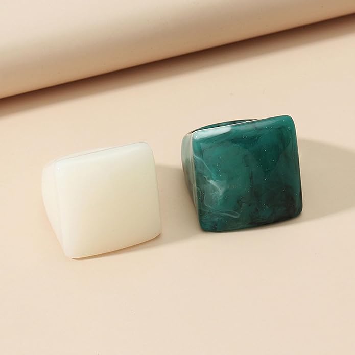Multicolor Resin Chunky Rings for Women,Acrylic Plastic Rin Knuckle Finger Cute Trendy Aesthetic Y2k Statement Ring Vintage Simple Geometric Rings Jewelry