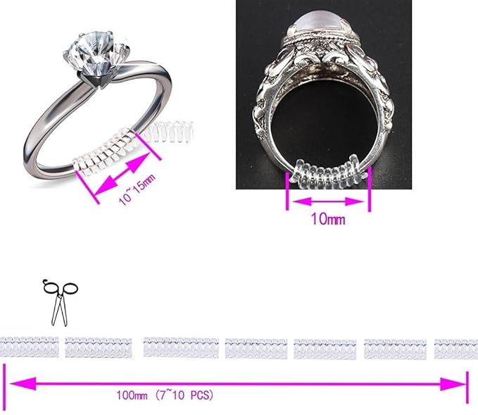 Ring Sizers for Loose Rings, Invisible Size Adjuster Silicone, Guards Spacer Tightener Resizer Fitter for Women Men, Make Smaller Without Resizing Thick Band (Transparent)