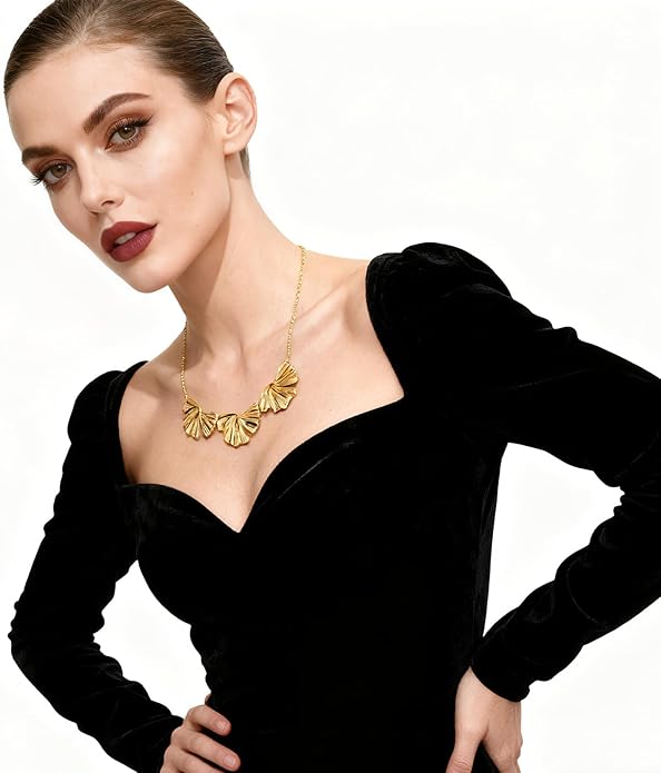 Flower Necklace for Women 14k Gold Plated Boho Vintage Chokers with Floral Pedant Trendy Petal Collars Necklaces Statement Prom Jewelry Gifts