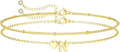 DEARMAY Dainty Initial Heart 14K Gold Plated Bracelets for Women Trendy, Letter Charm Bracelet Jewelry Cute Simple Fashion Chain Gift