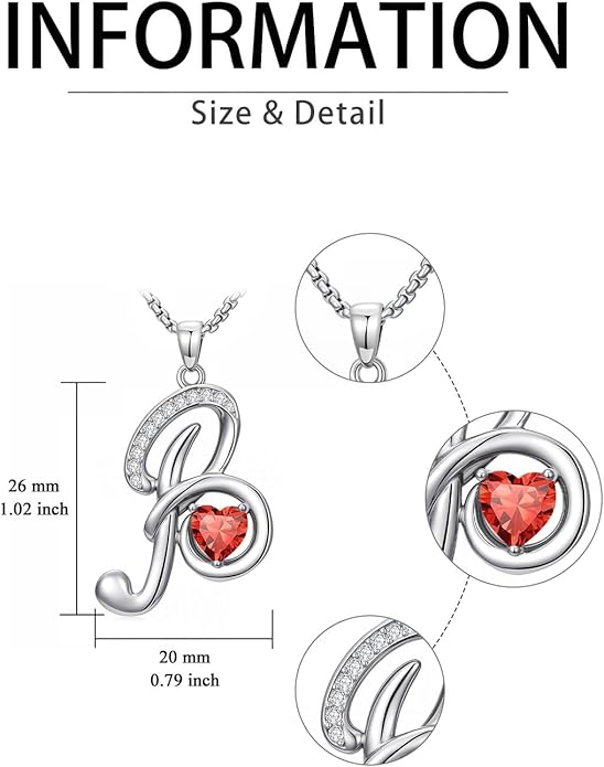 Valentines Day Gifts for Women Alphabet A to Z Initial Birthstone Pendant Necklaces for Women - 18k White Gold Plated Personalized Name Jewelry Valentine Mothers Day Birthday Gifts for Women Her Girlfriend
