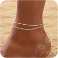 RLMOON Gold Anklets for Women CZ Ankle Bracelet 14K Gold/Silver Plated Waterproof Dainty Layered Tennis Heart Dot Chain Silver Anklets Trendy Foot Jewelry