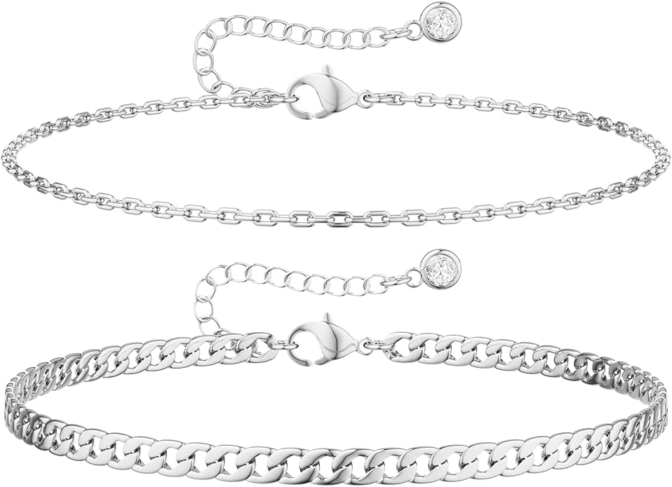 DEARMAY Dainty 14K Gold Plated Ankle Bracelets for Women, Waterproof 14K Gold Plated Link Chain Anklets Non Tarnish Set Pack Summer Beach Jewelry Gift