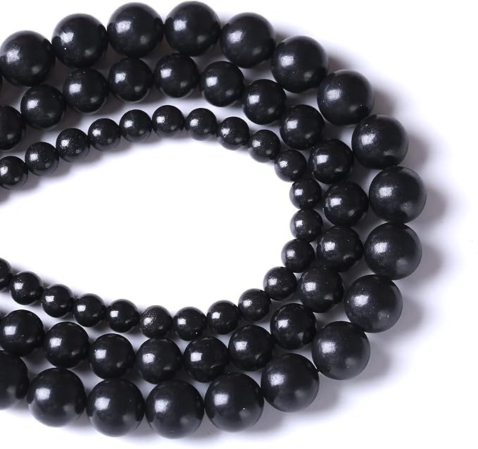 8MM 46PCS Natural Stone Shungite Beads Crystal Loose Beads for Jewelry Making DIY Bracelet