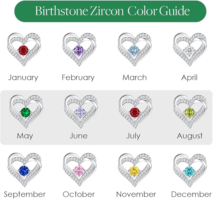 CDE Forever Love Heart Stud Earrings for Women, 925 Sterling Silver Birthstone Heart Stud Earrings Christmas Day Mother's Day Gift Anniversary Birthday Jewelry Gifts for Women Wife Her