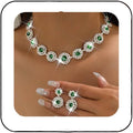 Unicra Bridal Wedding Jewelry Set Silver Rhinestone Necklace Earrings Sets Formal Costume Jewelry for Women and Brides