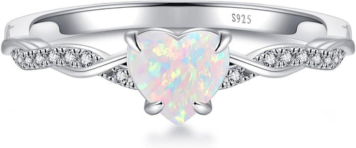 1.25ct Womens Heart Promise Ring, 925 Sterling Silver Heart Cut Created Emerald/Sapphire/Amethyst/Ruby/Cubic Zirconia/Opal Twisted Vine Engagement Ring for Women Size 5-10