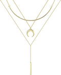 Turandoss Gold Layered Necklaces for Women - 14K Gold Plated Handmade Multilayer Bar Pearls Coin Disc Moon Butterfly Medallion Adjustable Dainty Layered Choker Necklaces for Women Jewelry
