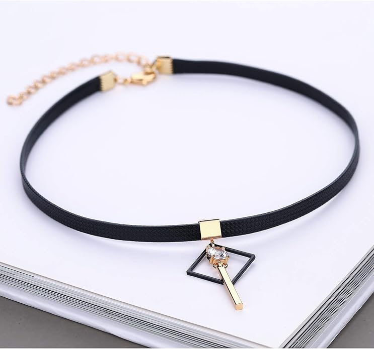 Yonhon Black Choker Necklace for Women,Gold/Siver Tone Choker Necklace with Elegant Pendantant