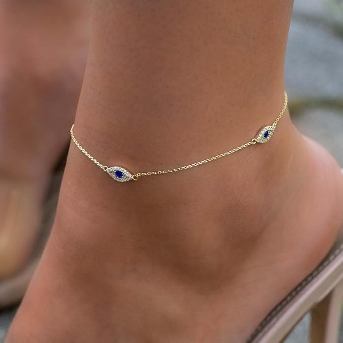 Anklets for Women 14K Gold Silver Plated Ankle Bracelets Trendy Waterproof Boho Anklets Set Adjustable Dainty Cute Diamond Beaded Heart Non Tarnish Summer Beach Jewelry Gift