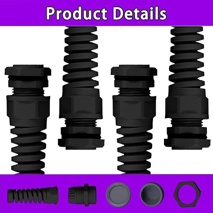 Swpeet 22Pcs 6 Sizes 3mm-18mm Waterproof Cable Gland Conduit Fittings - Image 3