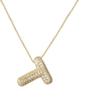 RWQIAN Letter Necklace for Women Bubble, Chunky Initial Alphabet A-Z Pendant Puffy Name Personalized Necklace Dainty Zircon CZ Fashion Jewelry Gifts for Girls Girlfriend