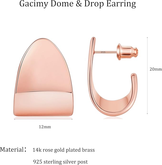 Gacimy Chunky Earrings for Women, Teardrop Earrings with 925 Sterling Silver Post, 14K Gold Plated Statement Drop for Women