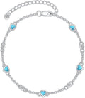 Anklet Bracelet for Women 925 Sterling Silver Natural Stone Chain Ankle Bracelet Beach Summer Fine Jewelry Valentines Day Birthday Gifts for Her Mom Wife