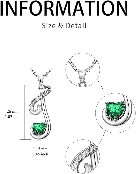 Valentines Day Gifts for Women Alphabet A to Z Initial Birthstone Pendant Necklaces for Women - 18k White Gold Plated Personalized Name Jewelry Valentine Mothers Day Birthday Gifts for Women Her Girlfriend