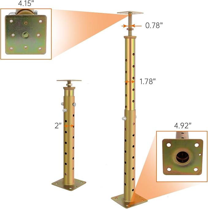 2 Pcs Adjustable Basement Floor Jack, Floor Joist Screw Jack - Image 3