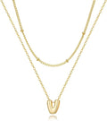 Valentines Day Gifts for Her - Bubble Letter Necklace Layered 14K Gold Plated Initial Necklaces for Women Dainty Cute Choker Pendant Stack Jewelry Fashion Accessories Teen Gift Trendy Stuff