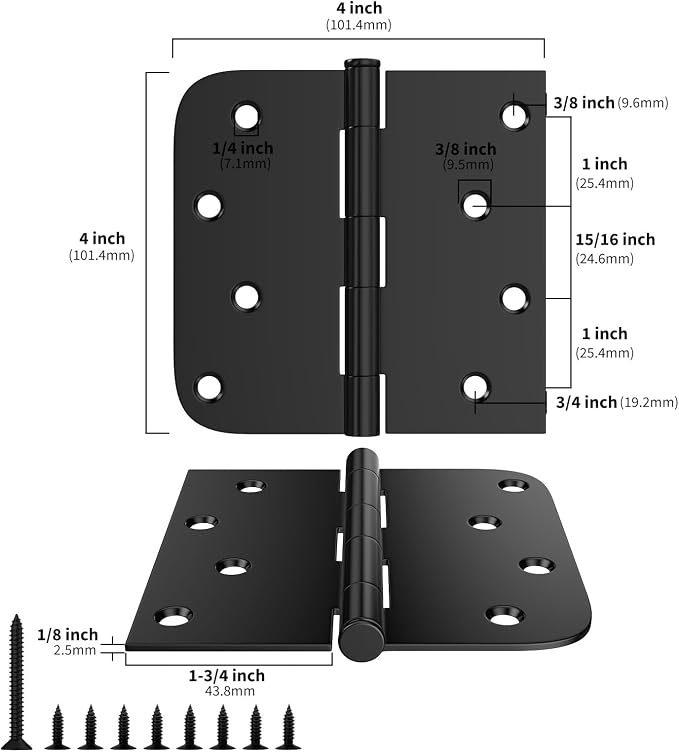 goldenwarm 48 Pack 4in Black Door Hinges Interior Door Hinges Black Matte 4 x 4 - Image 2