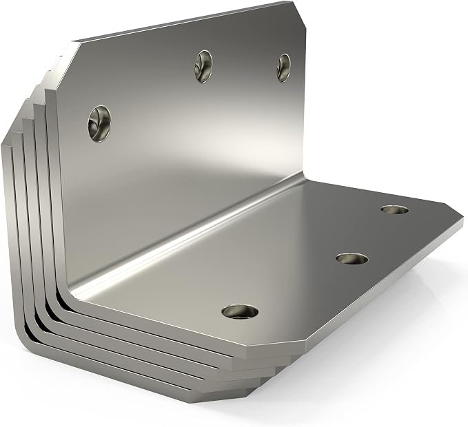 4x2x2 L Bracket Corner Brace, 4 Inch Galvanized | Medium L Angle Iron Heavy Duty - Image 7