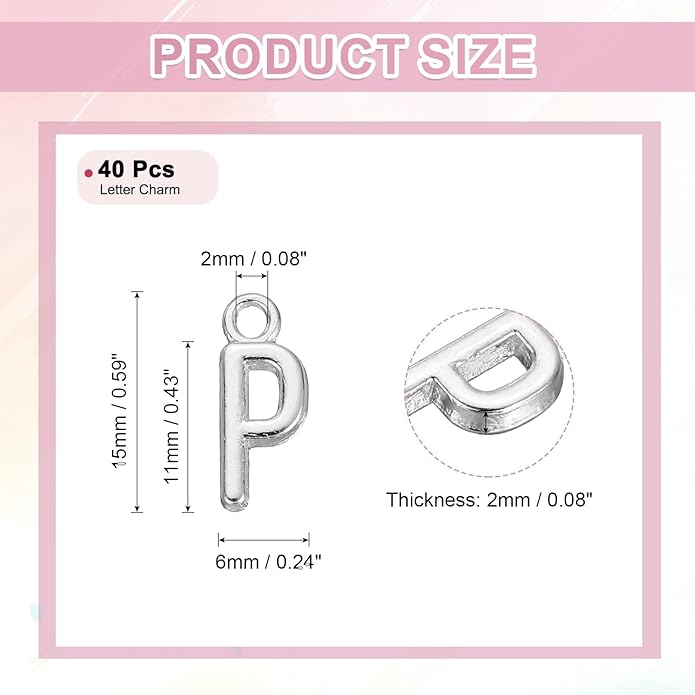uxcell Letter Charm, Alloy Letter Initial Alphabet Charm for DIY Crafts Jewelry Making Bracelet Earrings Necklace