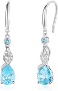 FANCIME Teardrop Dangle Drop Earrings 925 Sterling Silver Pear Gemstone Birthstone Earring Fine Jewelry Birthday Gifts for Women