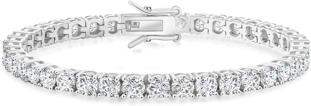 KRKC Tennis Bracelet for Women 14K White Gold Plated, AAAAA+ Classic Cubic Zirconia Bracelet with 2mm-5mm Width, Durable Gold Bracelets Jewelry Christmas Gift, Size 6.5-8 Inches Hypoallergenic